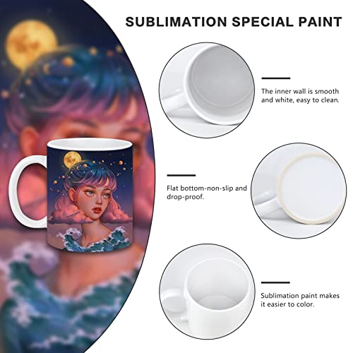 6-Pack 11oz Color Changing Sublimation Ceramic Coffee Mugs - Heat-Activated Design