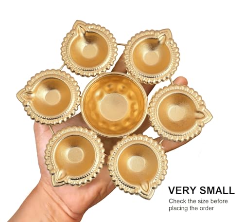 Handcrafted Decorative Urli Bowl with Diya - Small Metal Floating Flower Bowl for Home Decor