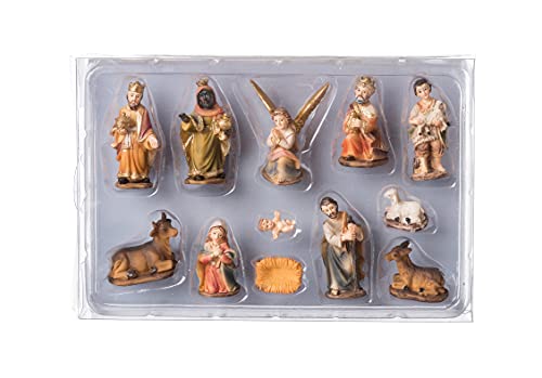 Roman Mini Nativity 12-Piece Set - 2" H Christmas Nativity Scene, Resin & Stone Mix