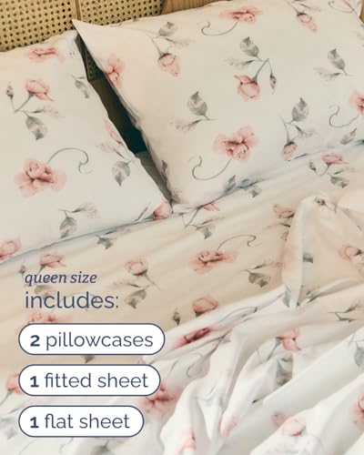 CGK Unlimited Boho Botanical Floral Queen Sheet Set - 4 Piece Deep Pocket