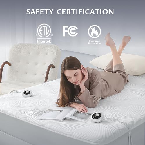 Heated Mattress Pad King Size with Dual Control & 12 Heat Settings