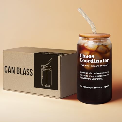 Chaos Coordinator 16oz Can Glass Tumbler - Boss Coworker Appreciation Gift