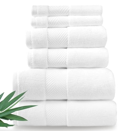 6-Piece Bamboo Viscose Bath Towel Set - Ultra Soft, Absorbent & Plush
