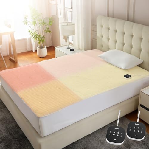 King Size Heated Mattress Pad - Multi-Zone Sherpa Fleece with 9 Heat Settings