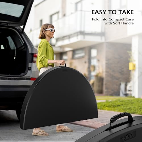 48-Inch Round Folding Table, Portable Bi-Folding Banquet Dining Table