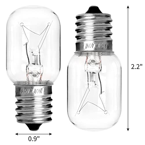 Microwave Light Bulb 125V 40W E17 Base, 2-Pack Replacement for Range Hoods