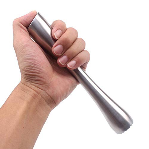 TripleLife 8-Inch Silver Stainless Steel Cocktail Muddler for Mojitos & Old Fashioned