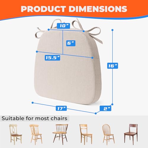 D-Shaped Dining Chair Cushions, 17x16 Inch Non-Slip Seat Pads, 4 Pack
