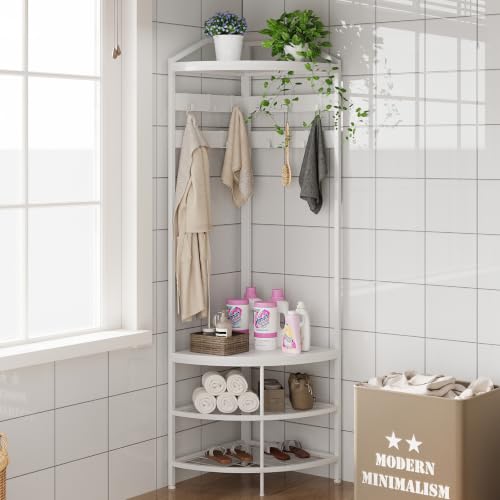 Corner Hall Tree with Shoe Bench and 10 Hooks - Freestanding Entryway Organizer