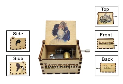 Hand-Crank Wooden Music Box - Labyrinth Themed Keepsake Gift