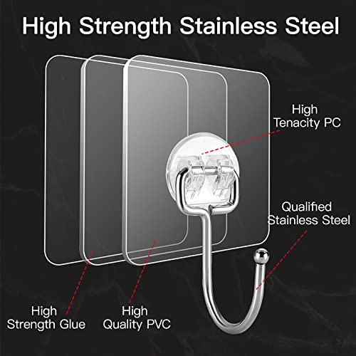 Heavy-Duty Adhesive Wall Hooks - 10 Pack Clear Traceless Hangers