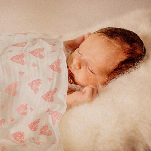 Muslin Swaddle Blankets 4-Pack - Soft Bamboo Cotton Newborn Blankets (35" x 40")