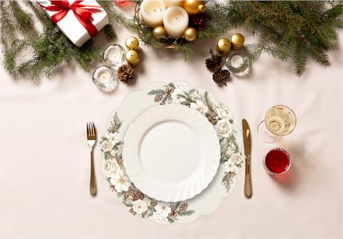 Beige 13.5" Round Disposable Placemats (50 pcs) - G.R.I Christmas Paper Party Table