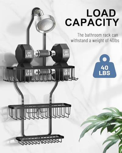 Hanging Aluminum Shower Caddy Over The Showerhead Organizer Black