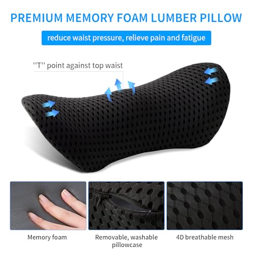 Memory Foam Lumbar Support Pillow for Back Pain Relief