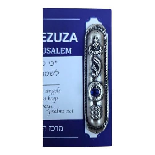 Yaliland Jerusalem Car Mezuzah with Blue Stone - Spiritual Protection Gift