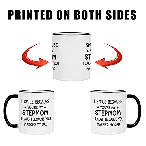 Maustic I Smile Because You Are My Stepmom 11 Oz White Coffee Mug - Gift from Daughter/Son