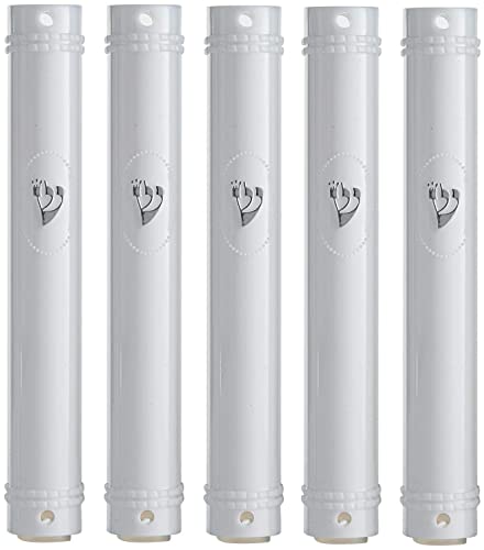 Waterproof Mezuzah Case Set - 15cm Semi-Round Plastic Holder with Shin - 5 Pack