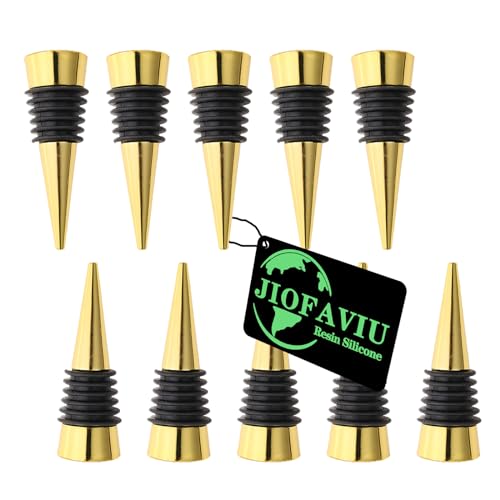 10-Piece Gold Metal Wine Bottle Stopper Set for Epoxy Resin DIY Crafts