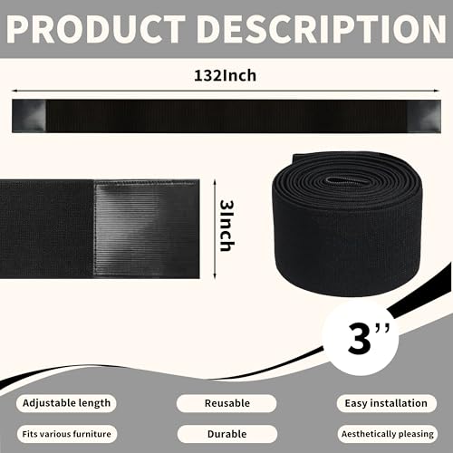 Under Couch Blocker for Pets & Toys - Adjustable Elastic Gap Guard (3" x 132")