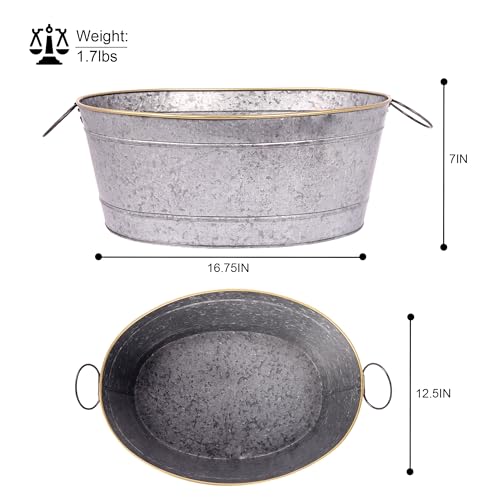Galvanized Metal Beverage Tub with Handles - 4 Gallon Ice Bucket for Beer Wine Party