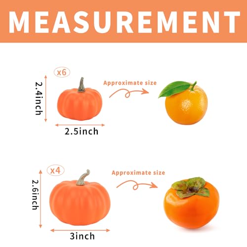 10-Piece Artificial Mini Pumpkin Set for Fall and Thanksgiving Decor