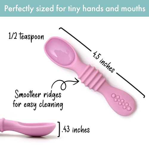 Silicone Baby Training Spoon Set 6-Pack for Self Feeding