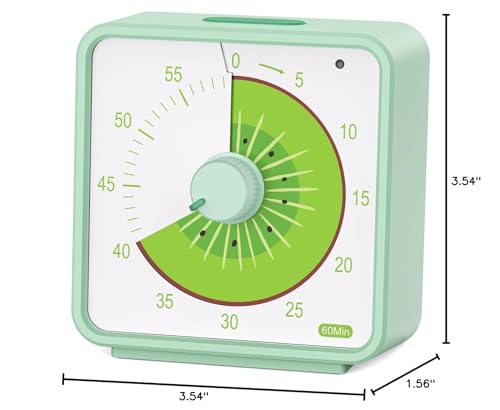 Conchstar 60 Minute Visual Timer for Kids, Countdown Timer for Classroom & Kitchen, Desk Timer for Study, Time Manager Tool for Kids with Fruit Pattern (Kiwifruit)