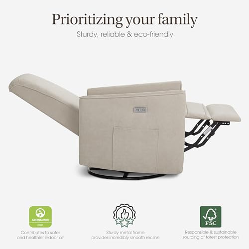 Upholstered Power Glider Recliner with USB Charging and 275° Swivel