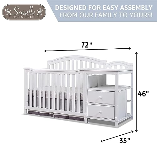 Sorelle Berkley Baby Crib and Changer Set - White, 4-in-1 Convertible Nursery Furniture