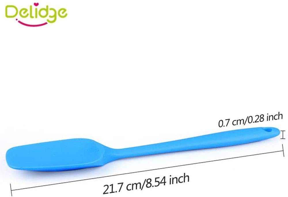 Delidge Food Grade Silicone Spatula Set Heat Resistant Small Rubber Spatulas,4 piece Silicone Spoonula Spatula Non-stick Baking Curved Spatulas Multicolor(21.7cm/8.56inch)