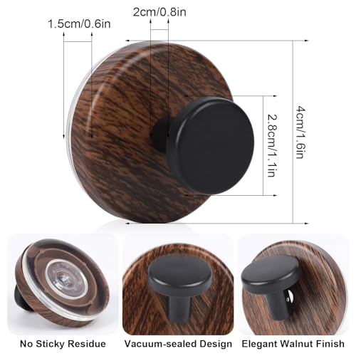 Heavy-Duty Suction Cup Wreath Hangers for Front Door & Glass - 2 Pack, Walnut