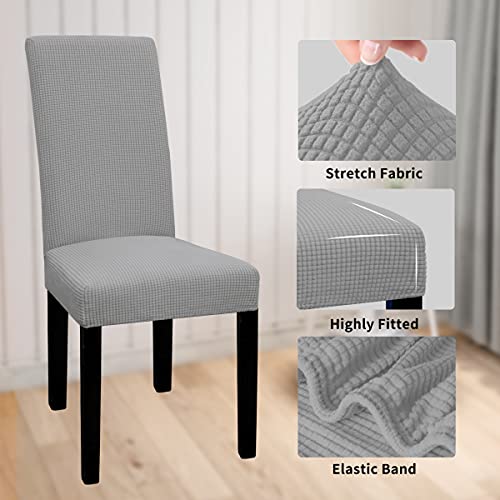 Waterproof Dining Chair Covers Set of 6 | Stretch Slipcovers, Light Gray