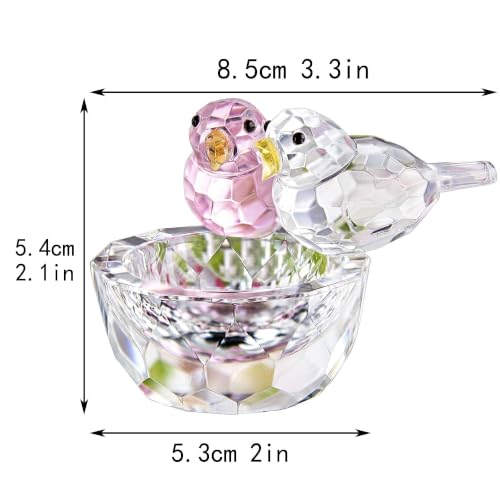3.3-Inch K9 Crystal Bird Figurine Art Glass Paperweight Ring Holder Decor