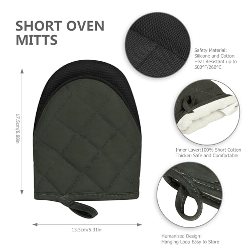 Mini Silicone Oven Mitts, 2-Pack - Heat Resistant 500°F Pot Holders, Gray