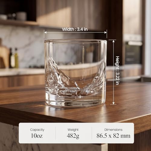 Grand Canyon Whiskey Glasses, Set of 2, 10oz Freezable Crystal Rocks Glasses
