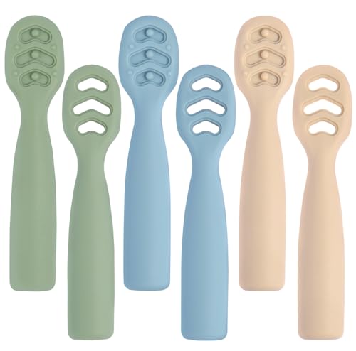 6 Pack Silicone Baby Spoons Set for Self Feeding and Weaning