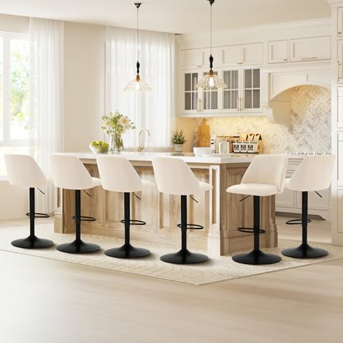 Modern Swivel Bar Stools, Adjustable Height Upholstered Chairs - Set of 2