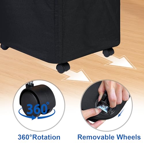 efluky 100L Rolling Laundry Basket with Lid & Removable Bag, Black