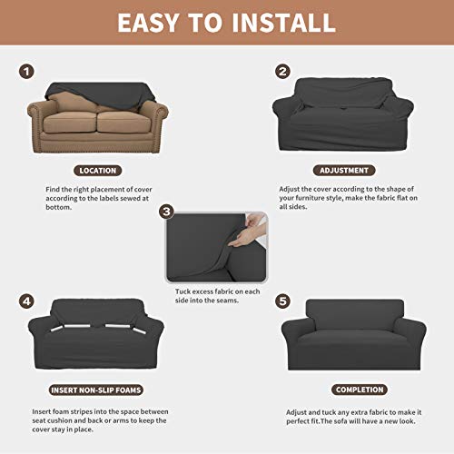 100% Waterproof Couch Cover - Stretch Jacquard 3-Cushion Sofa Slipcover