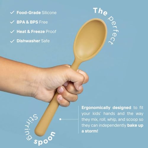 Kids Cooking and Baking Set with Food-Safe Silicone Utensils