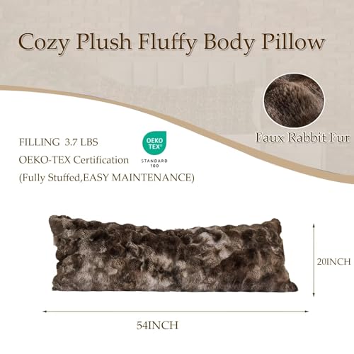 Shaggy Faux Fur Body Pillow 20"x54" - Soft, Fluffy and Cozy