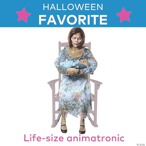 Life-Size Animated Halloween Prop - Rocking Moldy Mommy & Zombie Baby