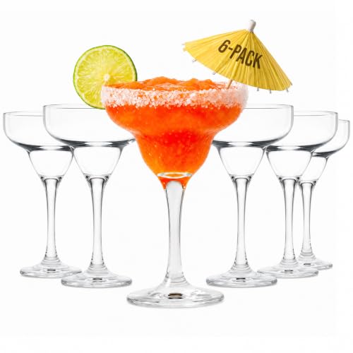 Vikko Set of 6 Clear 10oz Margarita Glasses for Cocktails & Frozen Drinks