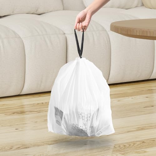 1.6 Gallon Small Drawstring Trash Bags - 120 Count White Bin Liners