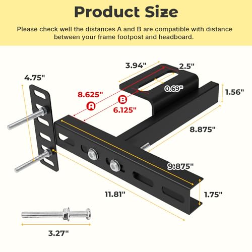 Universal Adjustable Headboard Brackets for Metal Bed Frame, 2 Pack