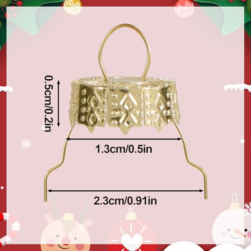 Fukaisu 100pcs Gold Christmas Ornament Caps 1.3cm/0.5in Hanger Adapter