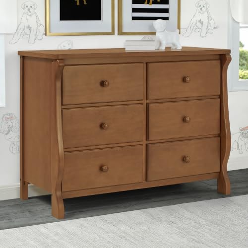 6-Drawer Nursery Dresser with Safety Interlocking Drawers, Chestnut