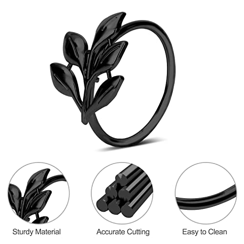 YeZi-Black Napkin Rings Set of 12 Leaf Design for Elegant Table Settings