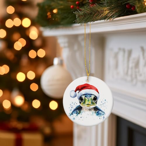 Shiviody Coastal Santa Sea Turtle Christmas Ceramic Ornament - Holiday 17